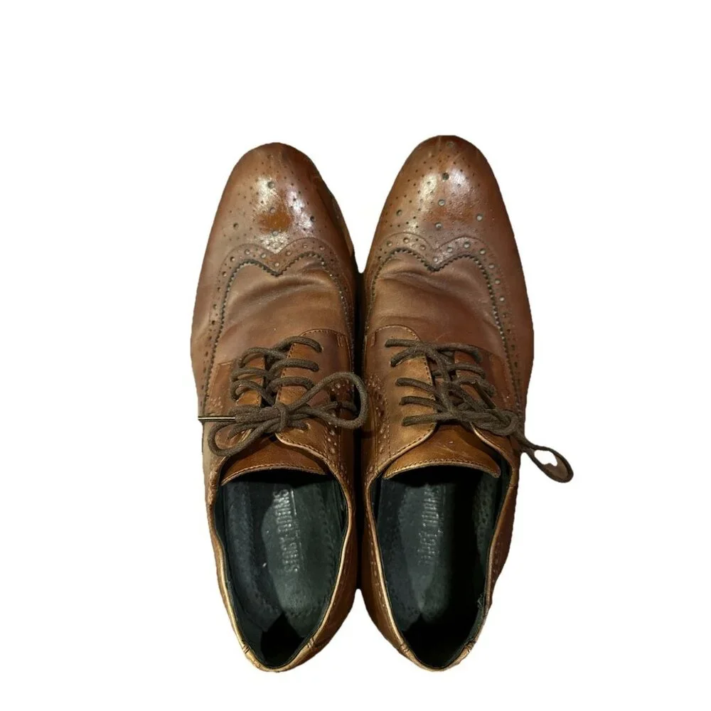Stacy Adams Mens 8.5 Retro Garrison Wingtip Leather Oxfords Lace Up Dress Shoes
